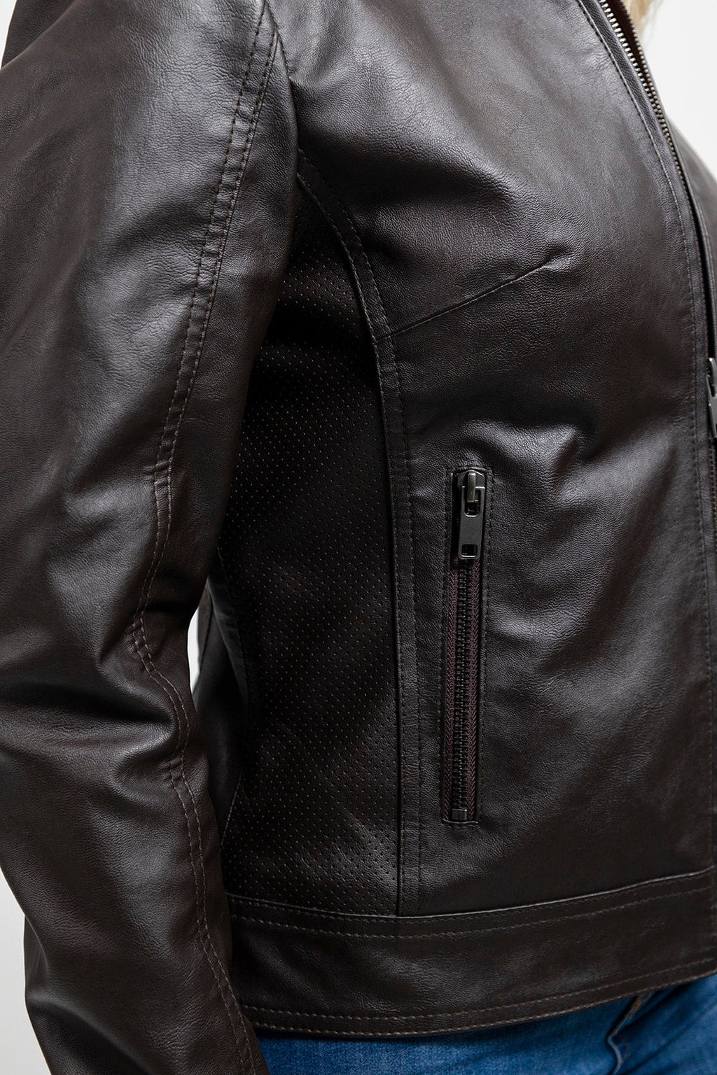 Beverly Women's Perforated Faux Leather Scooter Jacket