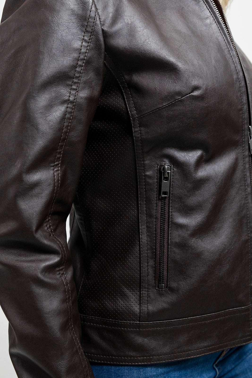 Beverly Women's Perforated Faux Leather Scooter Jacket